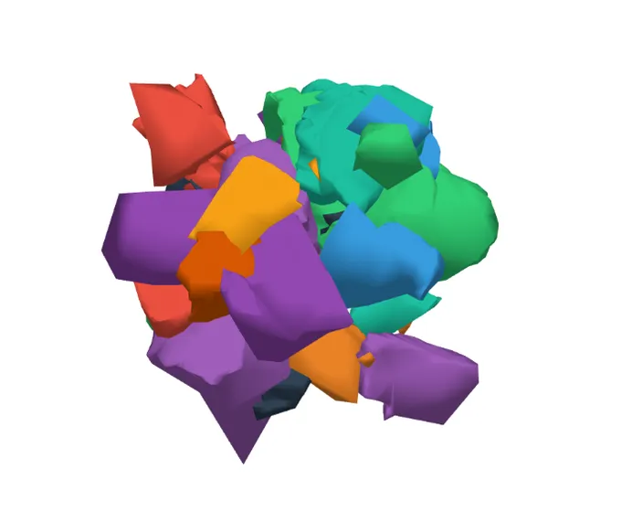Input: a statue broken into about 20 coloured pieces