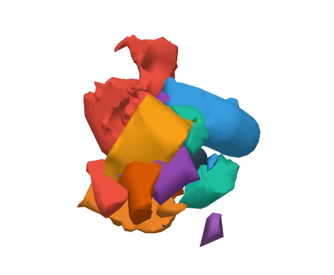 Input: a cookie broken into about 20 coloured pieces